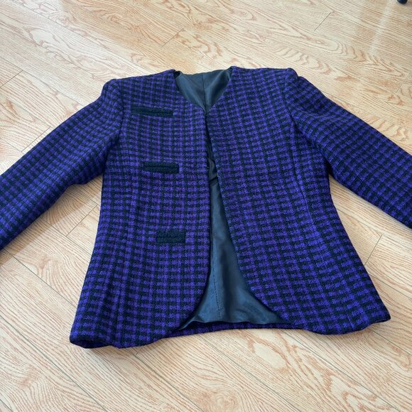 Purple Black Vintage Blazer Coat Jacket Grunge Medium - Picture 1 of 3